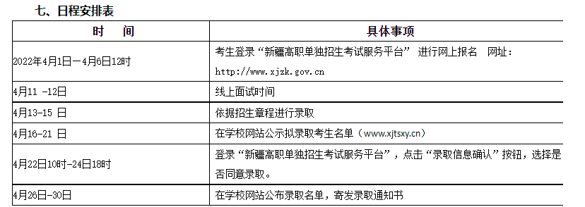 新疆天山職業技術大學2022年單招招生章程